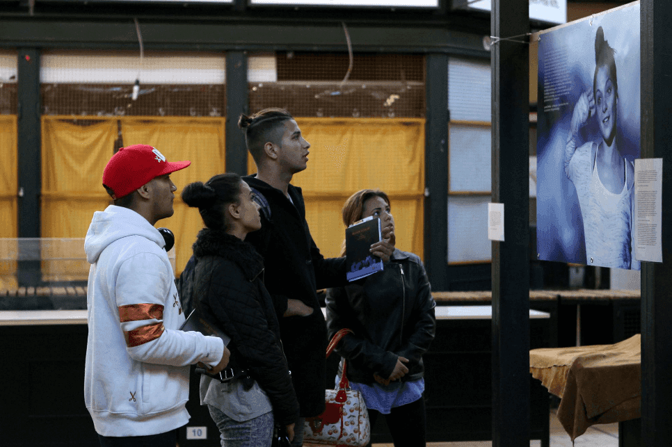 Visitors of the open exhibition at the Market Hall.