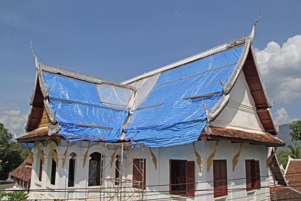 Old roof tiles removed